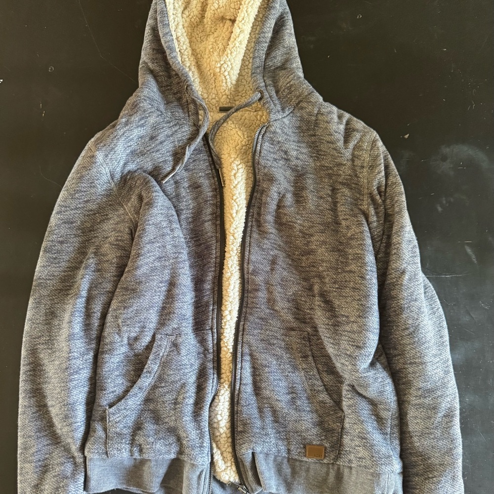 Roxy Gray Hooded Sweater with Cream Lining